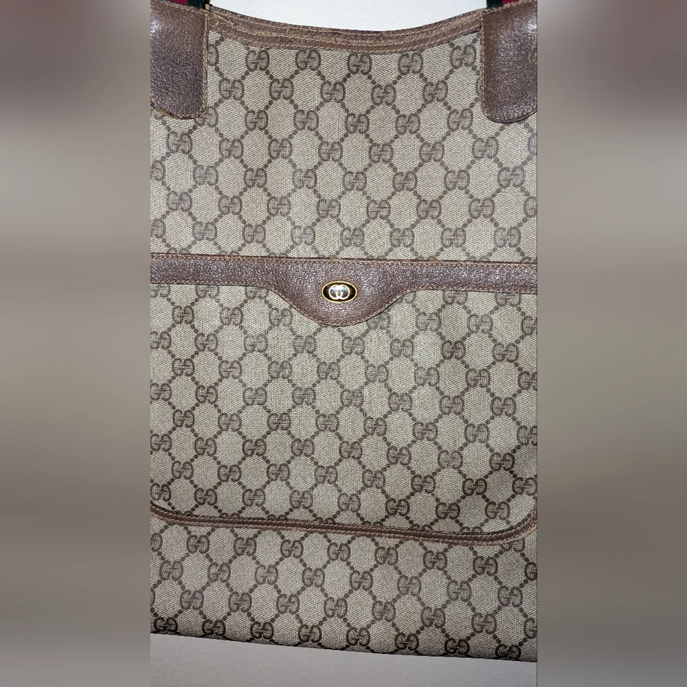 Gucci Ophidia Sherry Line Coated Canvas Tote Bag Brown Tan GUC - Picture 2 of 16